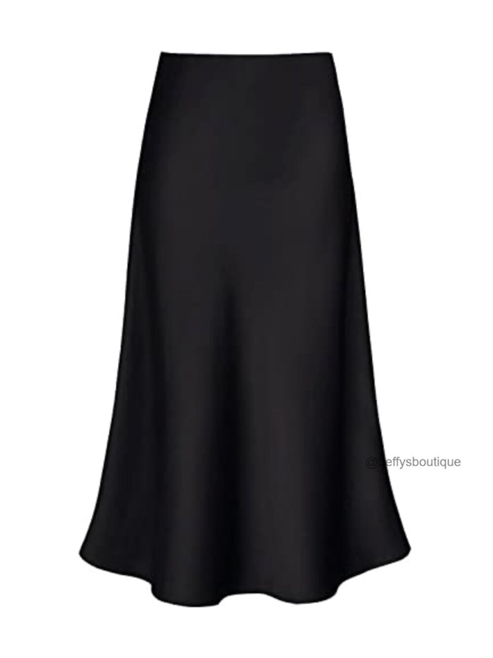 Satin Midi Skirt Flared A-Line High Waist Silky Long Skirt Hidden Elastic